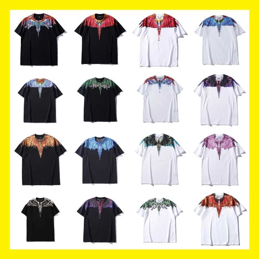 Moda Marca mb Manga Curta Marcelo Clássico Phantom Wing T-Shirt Cor Pena Relâmpago Lâmina Casal Meia Manga T