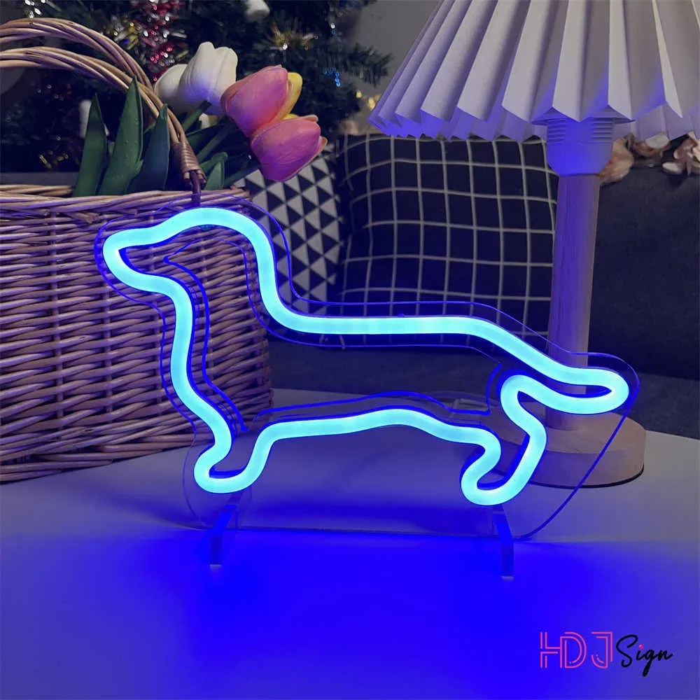 Luzes noturnas cachorro neon luz led noite luz usb barra restaurante decoração de parede decoração de mesa de mesa lumbo de mesa de mesa para crianças p230331