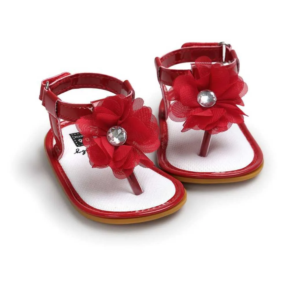 Sandales été rouge bébé fleur chaussures bébé filles sandales fond mou infantil bebe enfant fille chaussures sol pour 0 ~ 18M CX21A. Z0331