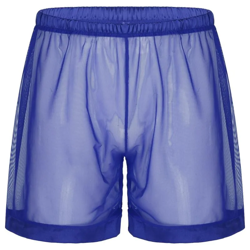 Underbyxor Mens exotiska underkläder oundeepants seato-through mesh trosor Löst lounge boxer shorts låg stigande elasitc midjeband underkläder nattwearu