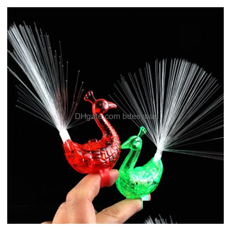 party favor peacock finger flash ring light colorful led lightup rings party gadgets creative kids toys rra4550