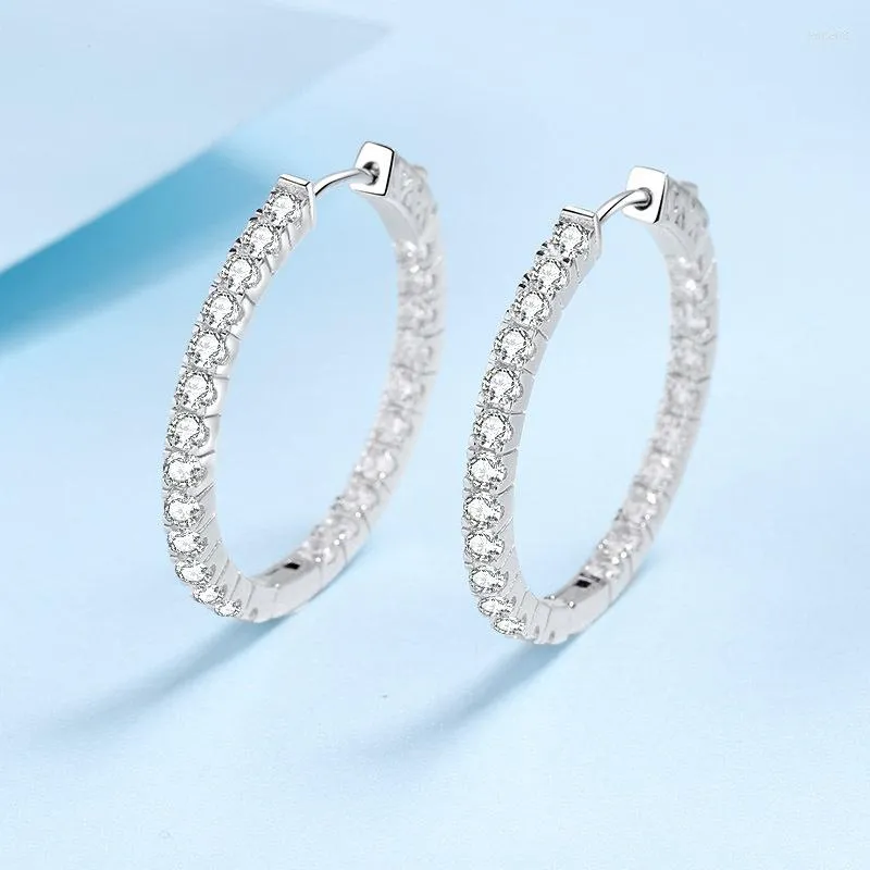 Hoop Earrings WINWOS2.8ct D Colorful Mossstone 925 Sterling Silver Plated White Gold For Women's High-quality Wedding P