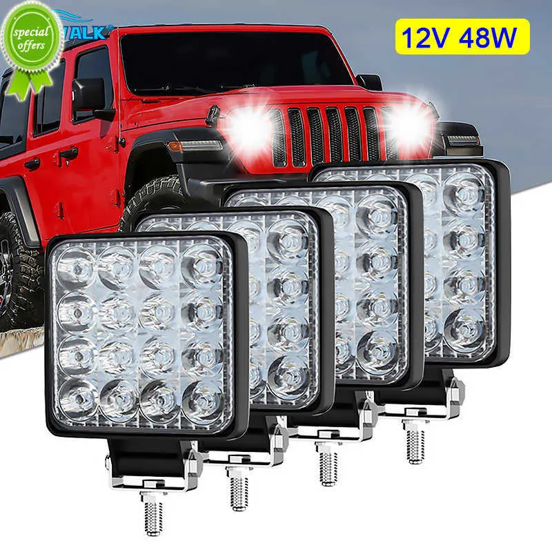 NOVO 4PCS CAR LED LIGH LIGH 12V 48W OFFROADO OFFROW LUZ BAR AUTO NOEPELA Lâmpada de luz 4x4 16 LELHO quadrado para o Tractor de ATV de caminhão