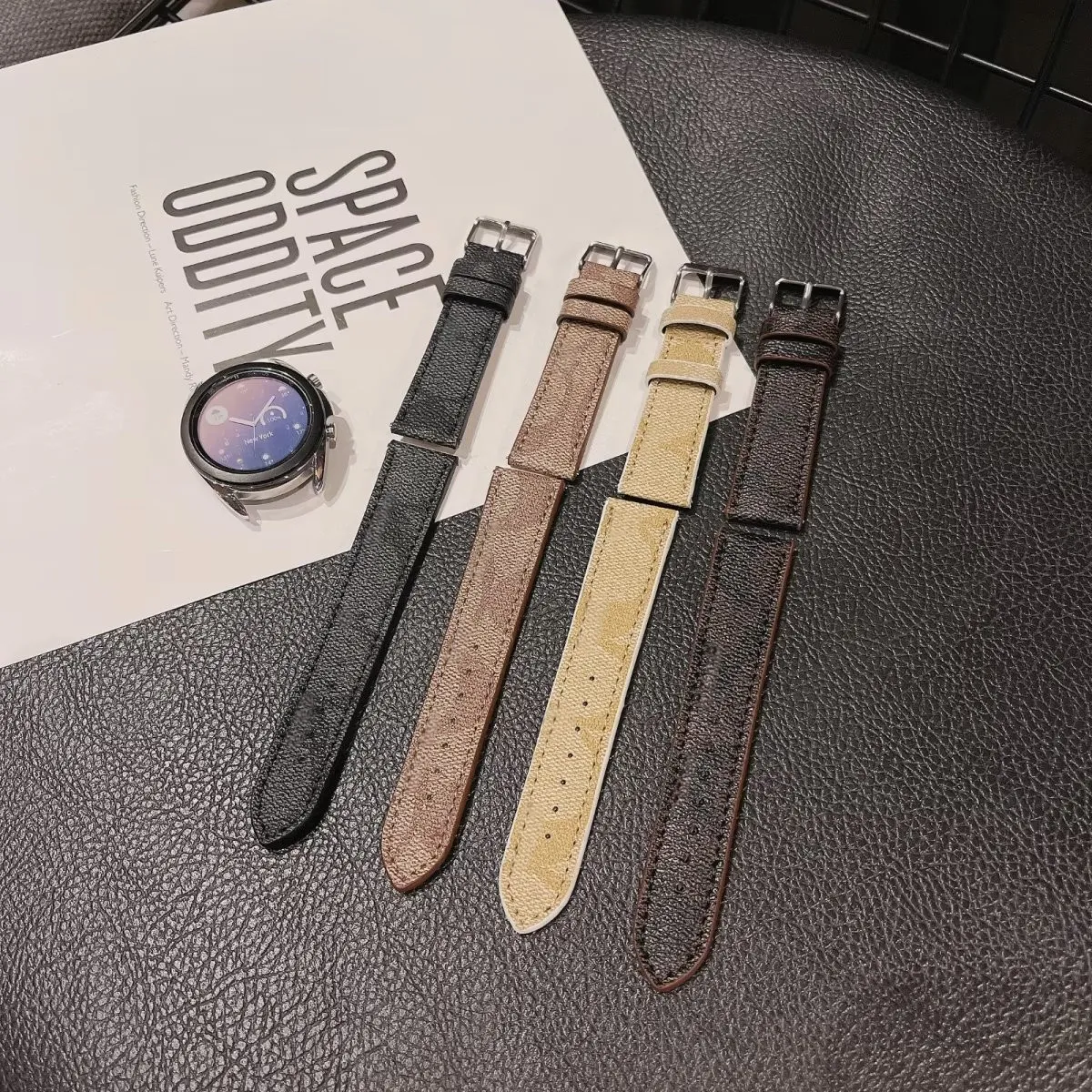 20mm 22mm Leather Watch Band for samsung galaxy watch 5 4 bands 4 46mm 42mm Active 2 correa Gear S3 Bracelet Designer Wrist Replacement Smart Watch Straps