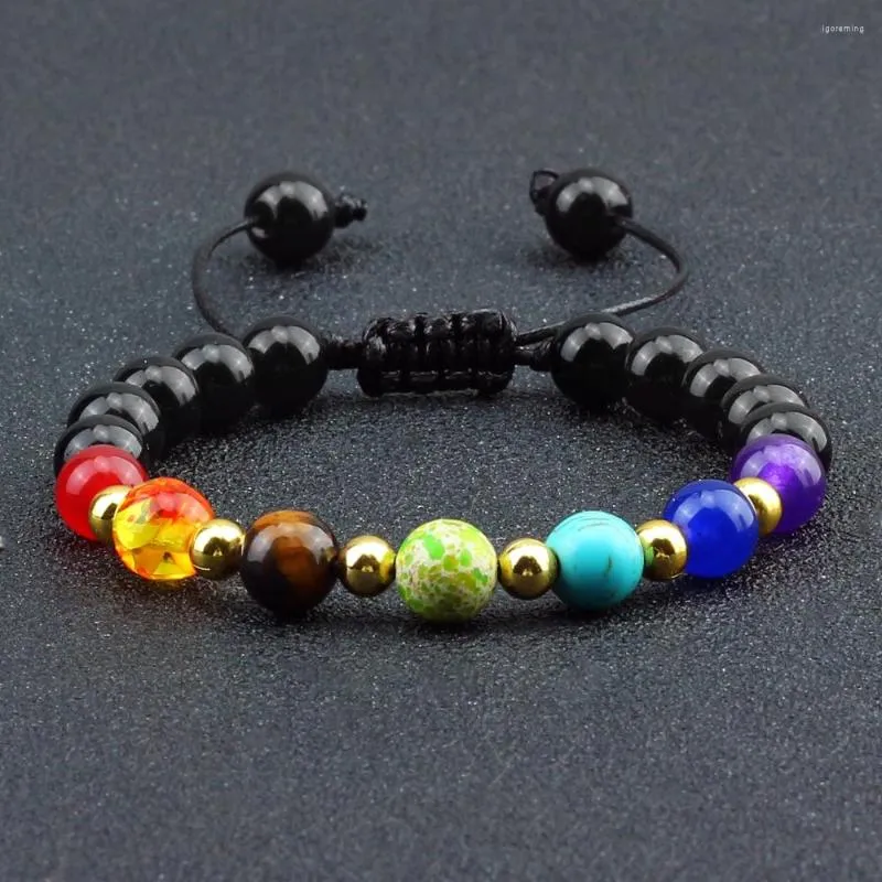 Strand Classic 7 Chakra Armbänder Naturstein Tigerauge Yoga Balance Perlen Buddha Gebet für Männer Frauen Meditationsschmuck