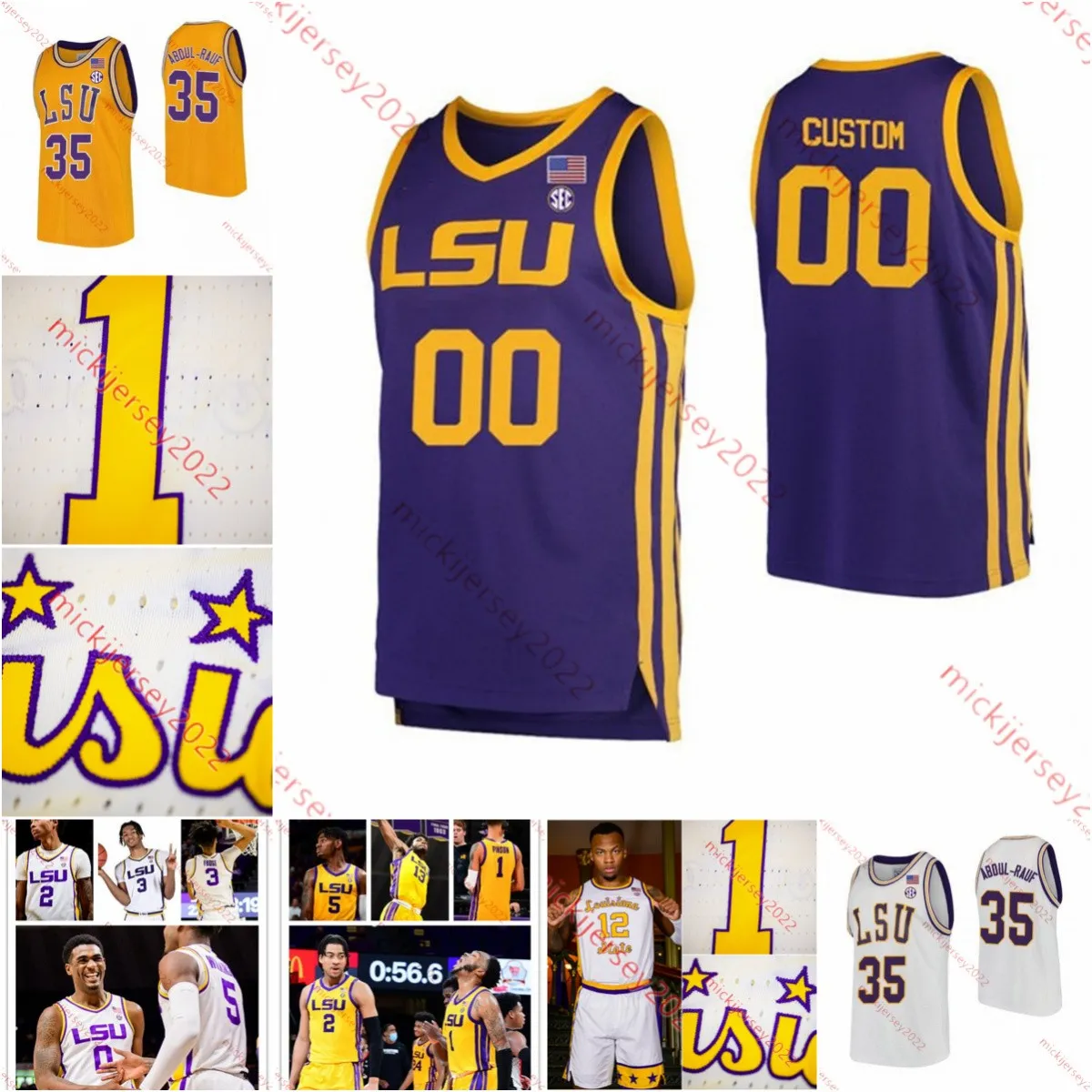 데릭 분수 Adam Miller LSU Tigers 농구 저지 트래 Hannibal Cam Hayes 법무부 힐 오스틴 몽고메리 Shawn Phillips Jalen Reed Hailey van Lith LSU 유니폼