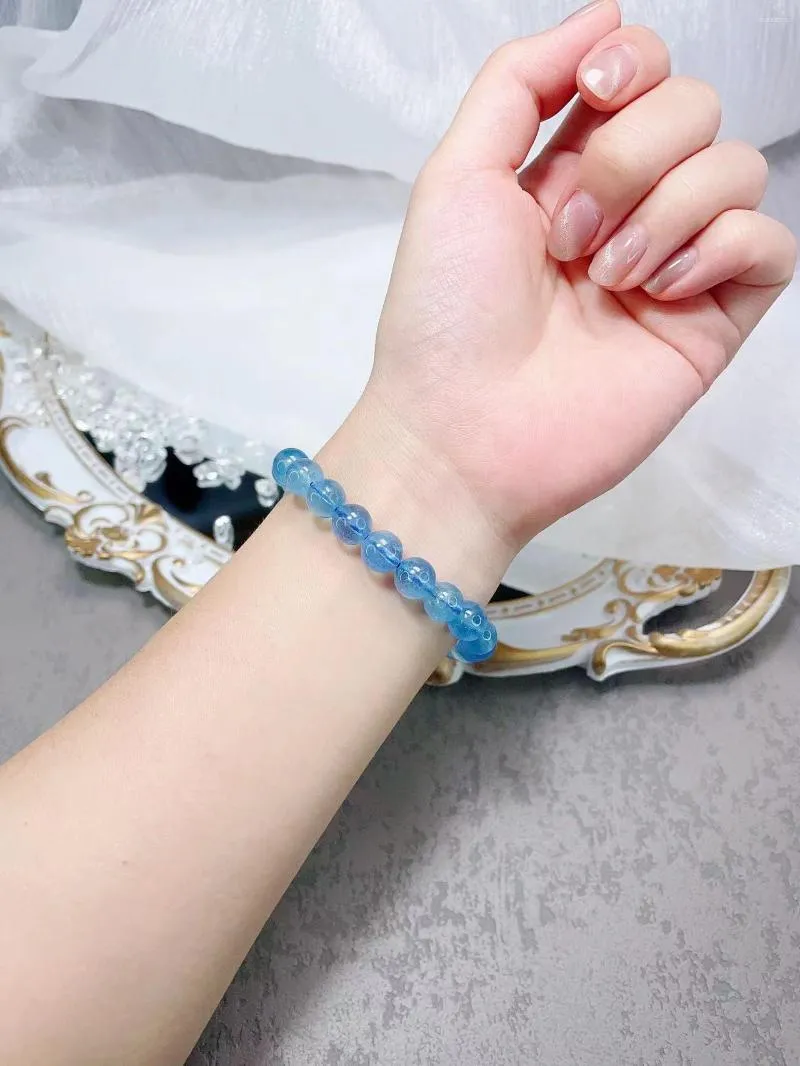 Strand Plafond Niveau Plaine Anneau Bonbons Coeur Agate Main Chaîne Bleu Cristal Bracelet Élastique Simple Perles Filles