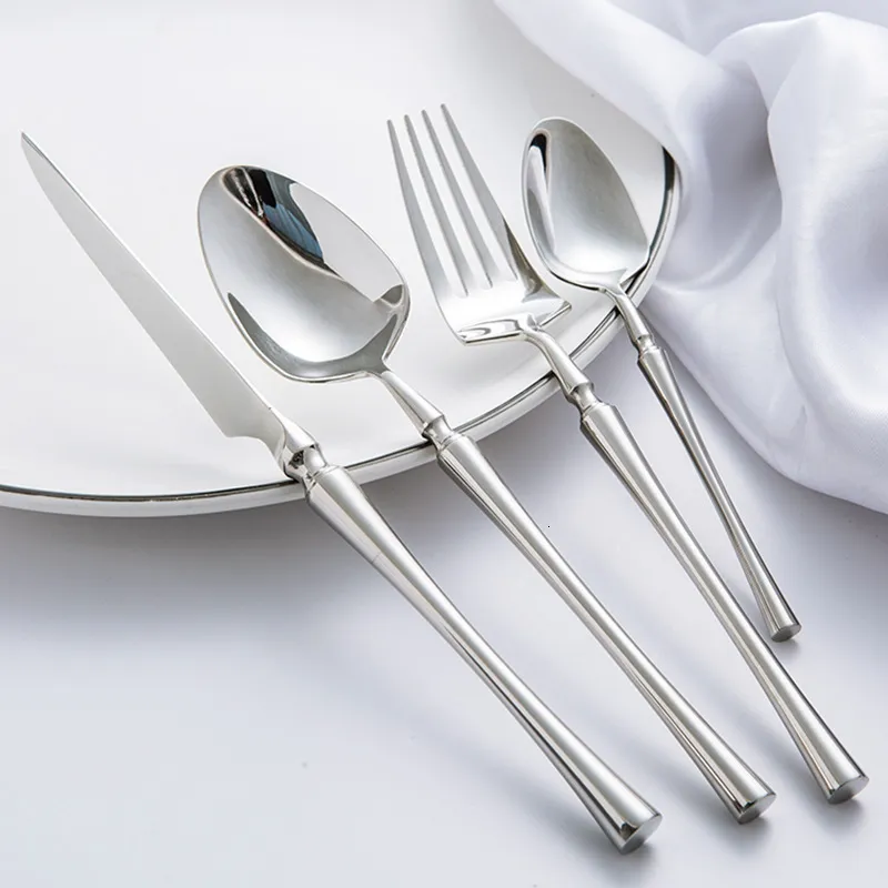 Geschirrssätze 24 Stück/Batch Koreanische Lebensmittel tragbare Geschirr 304 Edelstahl Tischgabel Messer Löffel Dinnerset 230331