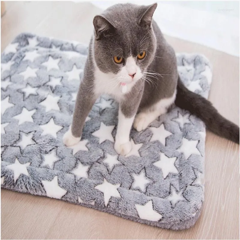 Lits de chat épaissi coussin chaud et doux pour animaux de compagnie double face flanelle couverture nid facile à nettoyer tapis lit pour animaux de compagnie