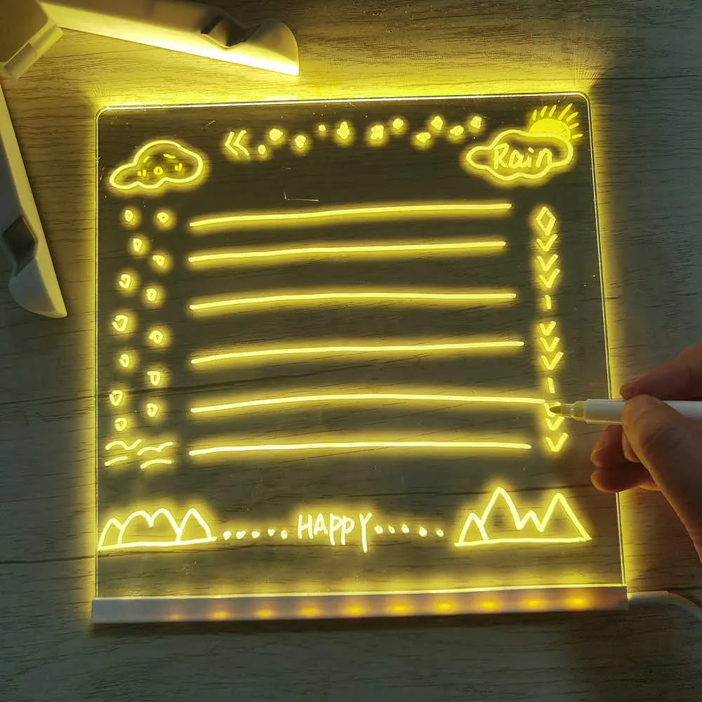Lampada LED 3D Acrilica Riscrivibile Fai Da Te - Luce Notturna Con 16 Colori E Telecomando Per Scrivere E Disegnare - 3