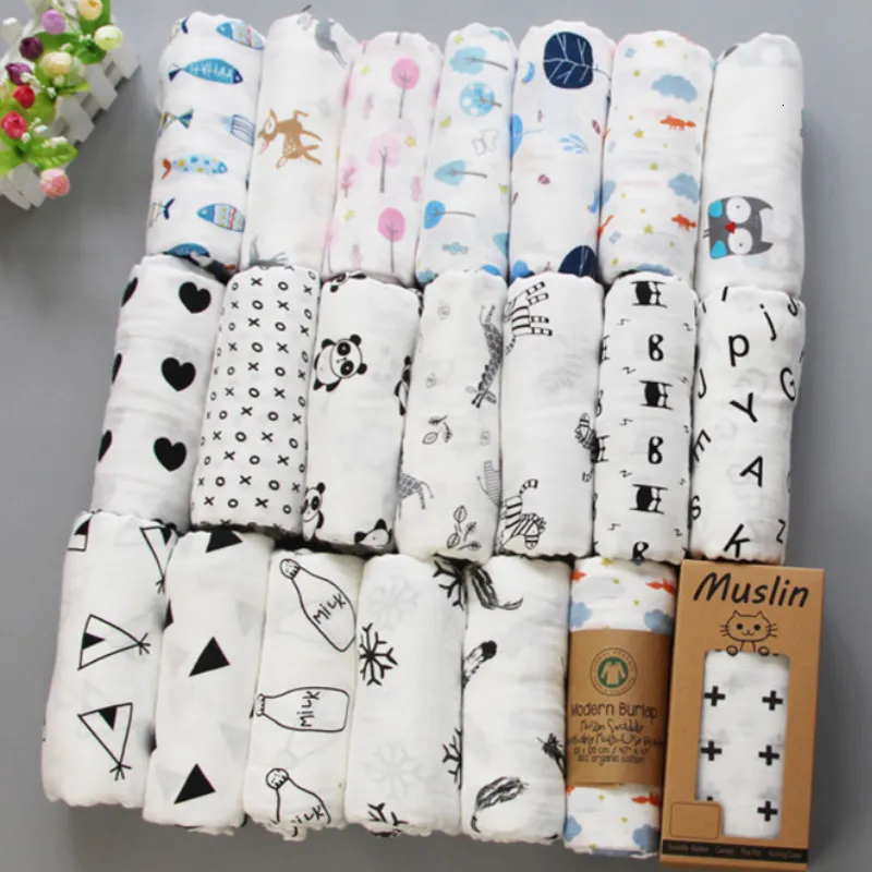 Couvertures Emmaillotage mousseline couverture 100% coton bébé langes 120120cm doux né bain gaze infantile enfants envelopper sac de nuit couverture de poussette 230331