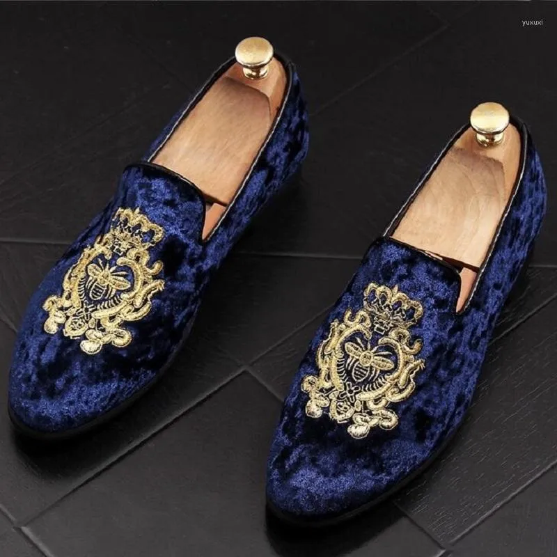 Royal blue and gold loafers mens deals
