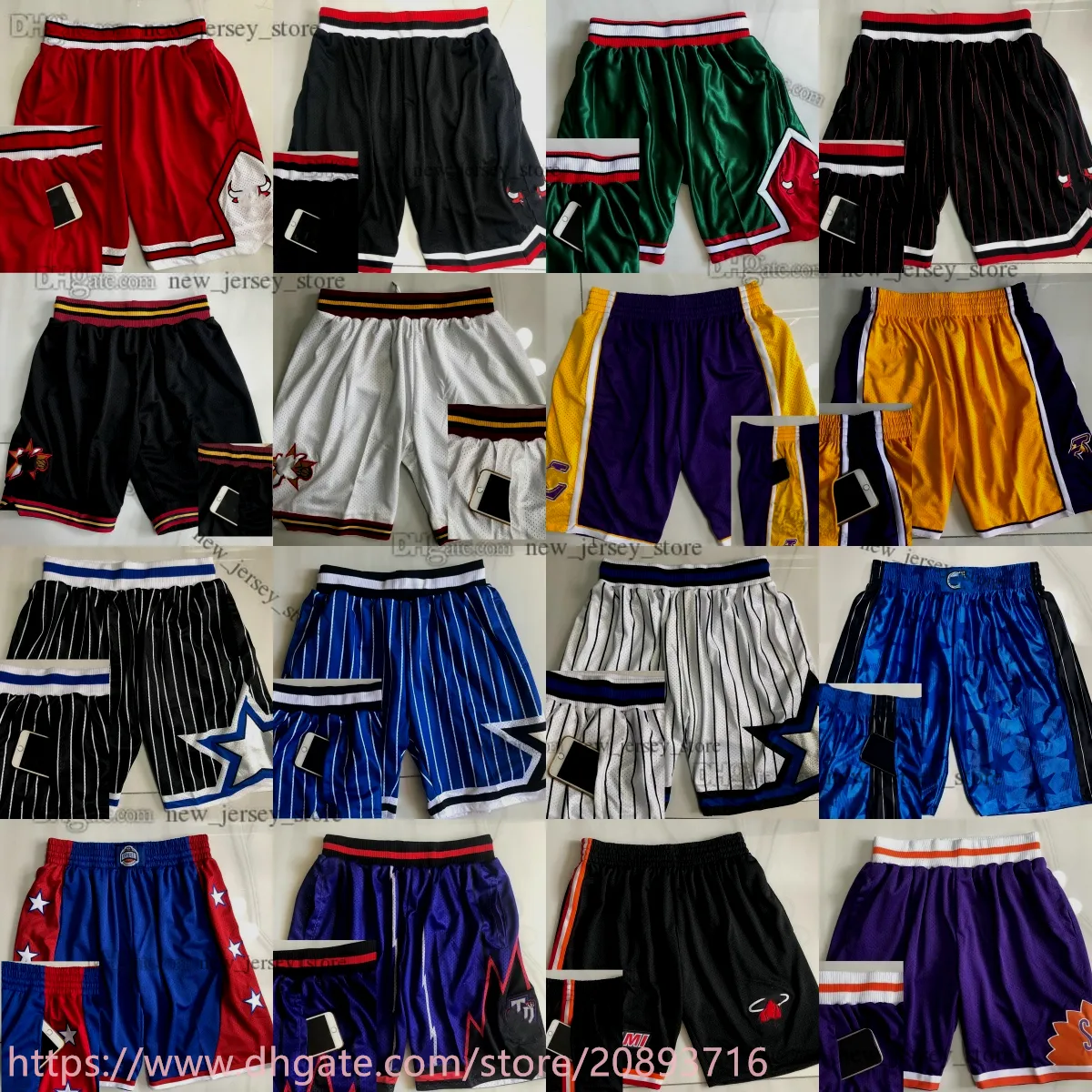Real Stitched Classic Retro Basketball Shorts With Pockets Retro Baskeball Pocket Short Breathable Gym Training Beach Pants Sweatpants Pant Man Size