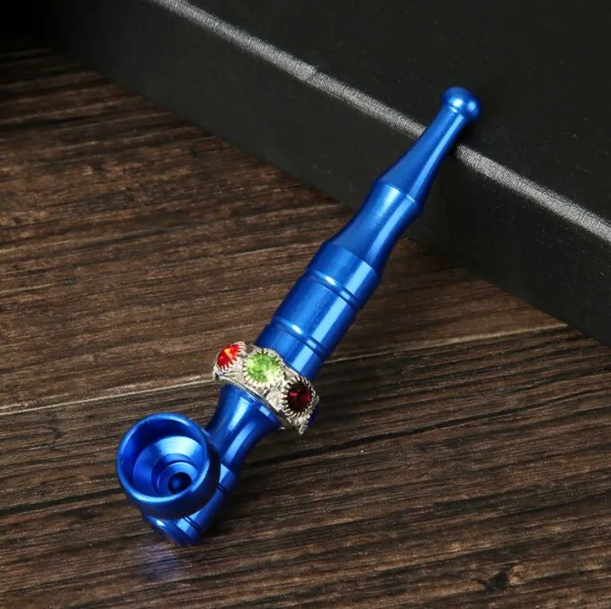 Latest Aluminum Alloy Smoking Pipe Diamond Stretchable Tobacco Filter Hand Pipes Cigarette Cleaning Tools Accessories