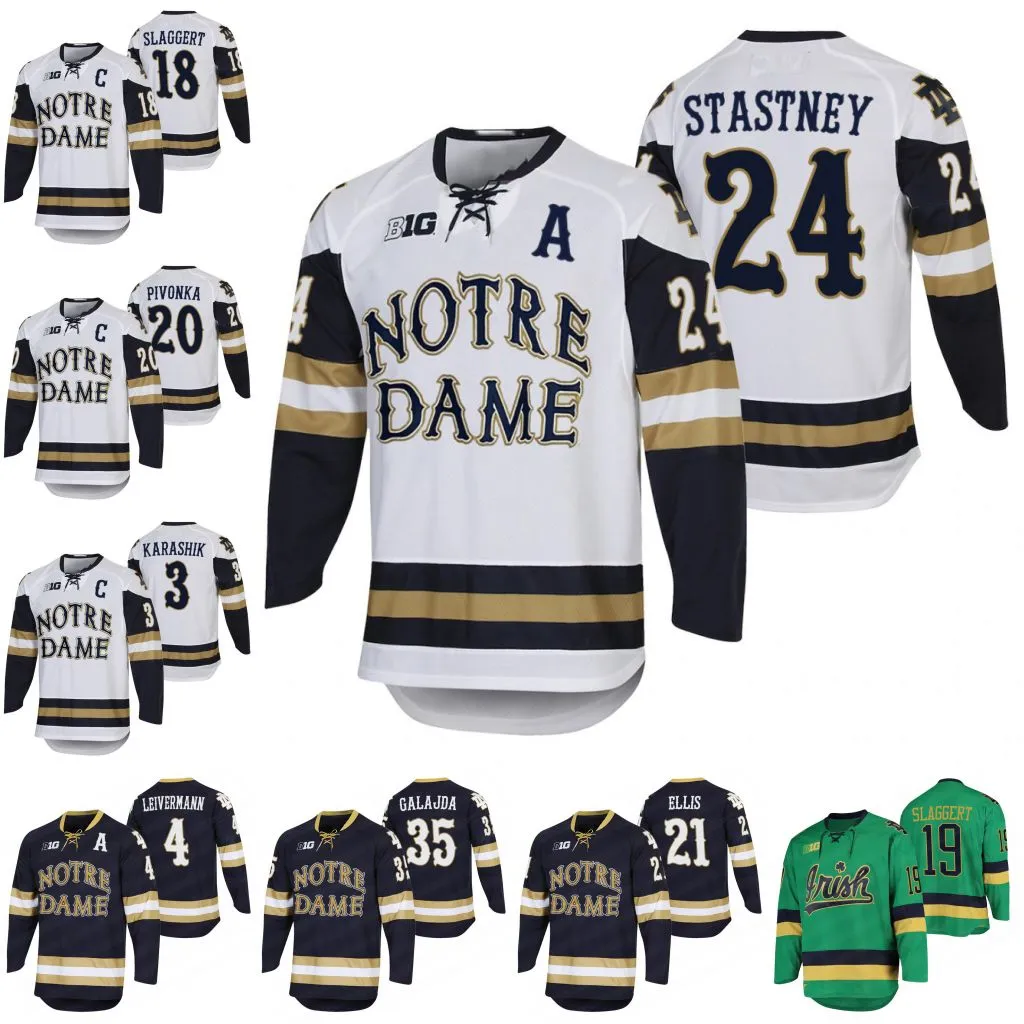 Notre Dame Fighting Irish Hockey Jersey 2023 College Jesse Lansdell Jake Pivonka Adam Karashik Nick Leivermann Matt Galajda Spencer Stastney Jerseys