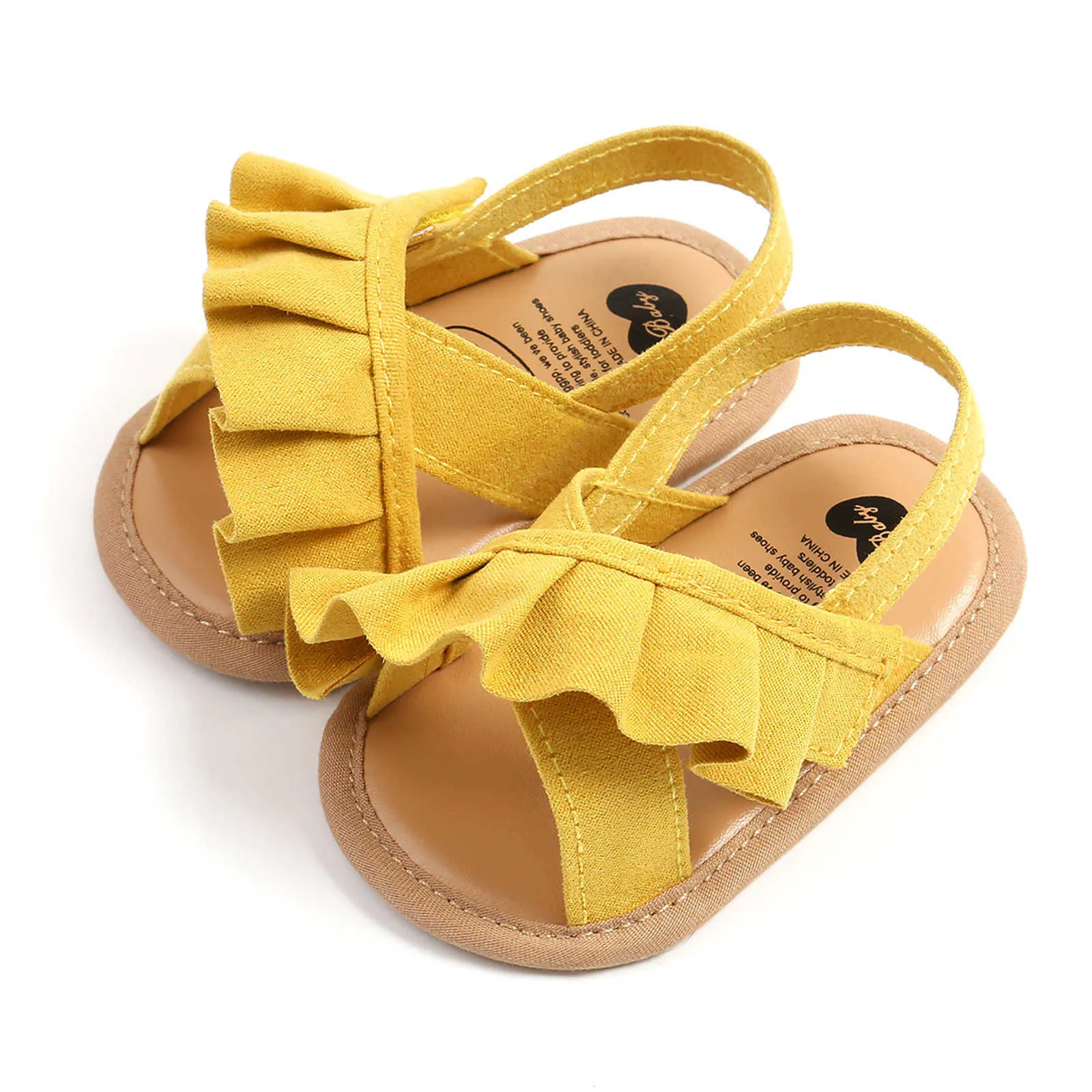 Sandals Baby Shoes Summer Baby Girls Sandals Cute Ruffle Flats Rubber Soft Sole Non-Slip Toddler Infant First Walkers Baby Crib Shoes Z0331