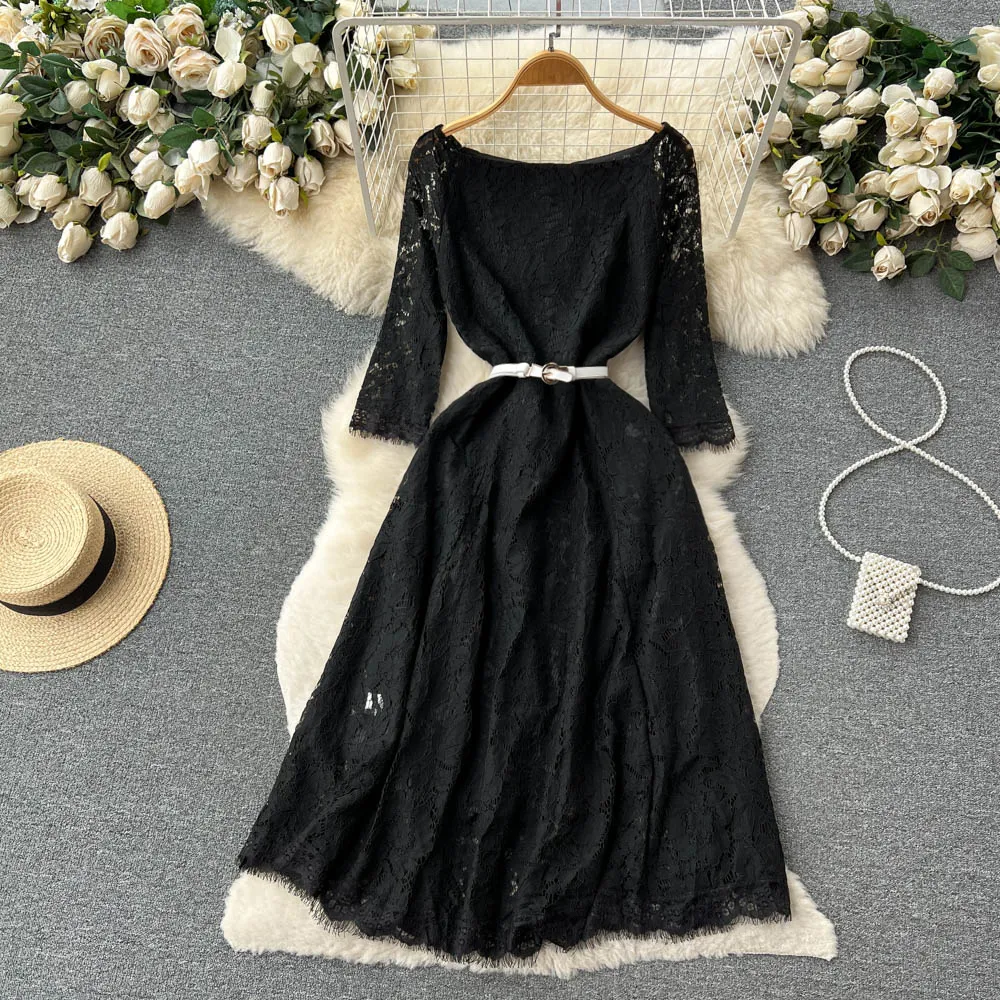 lace wedding dress with buttons Sheath Wedding Dress With Pearl Buttons main image 1