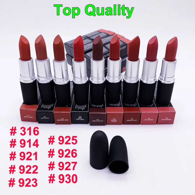 9 Farben Powder Kiss Lipstick Matte Aluminiumtube Mattierte Lippenstifte 0,1 oz Rouge a Levres Lipgloss Devoted To Chili Cosmetics