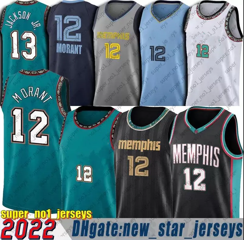 12 Ja Morant Basketball Jerseys genähte Logos Hochwertiges Grün Grau Weiß Schwarz Top Herren scdb651x dsbv