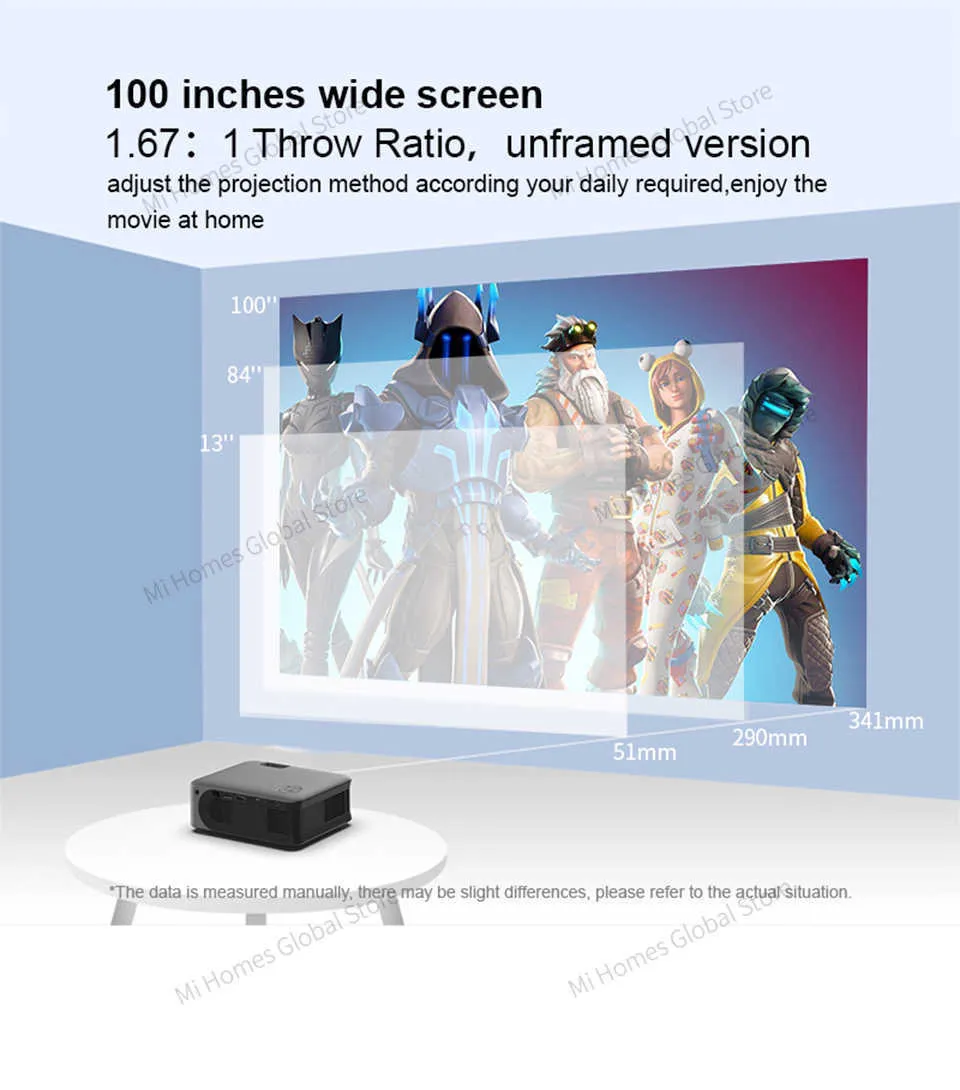 AUN – Mini projecteur Portable A30C Pro 4K WIFI pour Home cinéma batterie  LED pour synchronisation de téléphone film 3D
