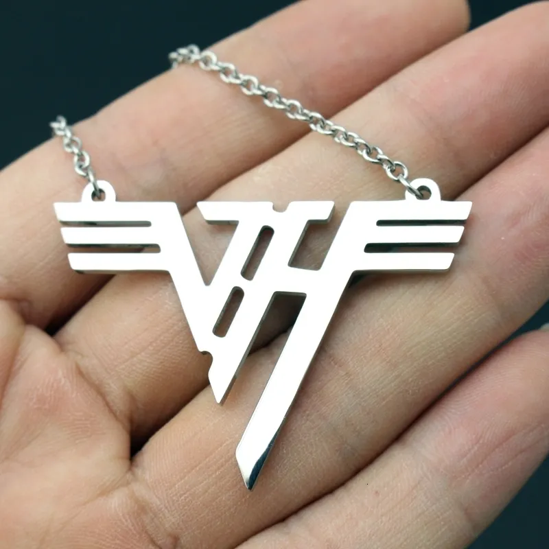 Chokers VH Charm Eddie Van Halen band Stainless Steel Pendant Necklace Jewelry 24