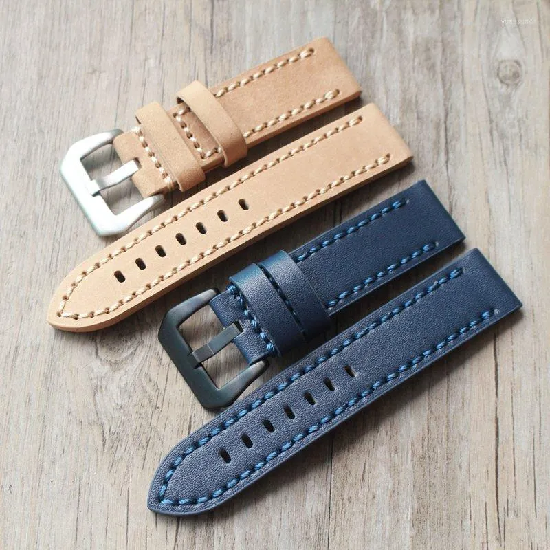 Watch Bands 20 22 24 26mm Thick Section Watchbands Retro Genuine Leather Universal Men Fashion Band Strap Accessories Relojes Hombre