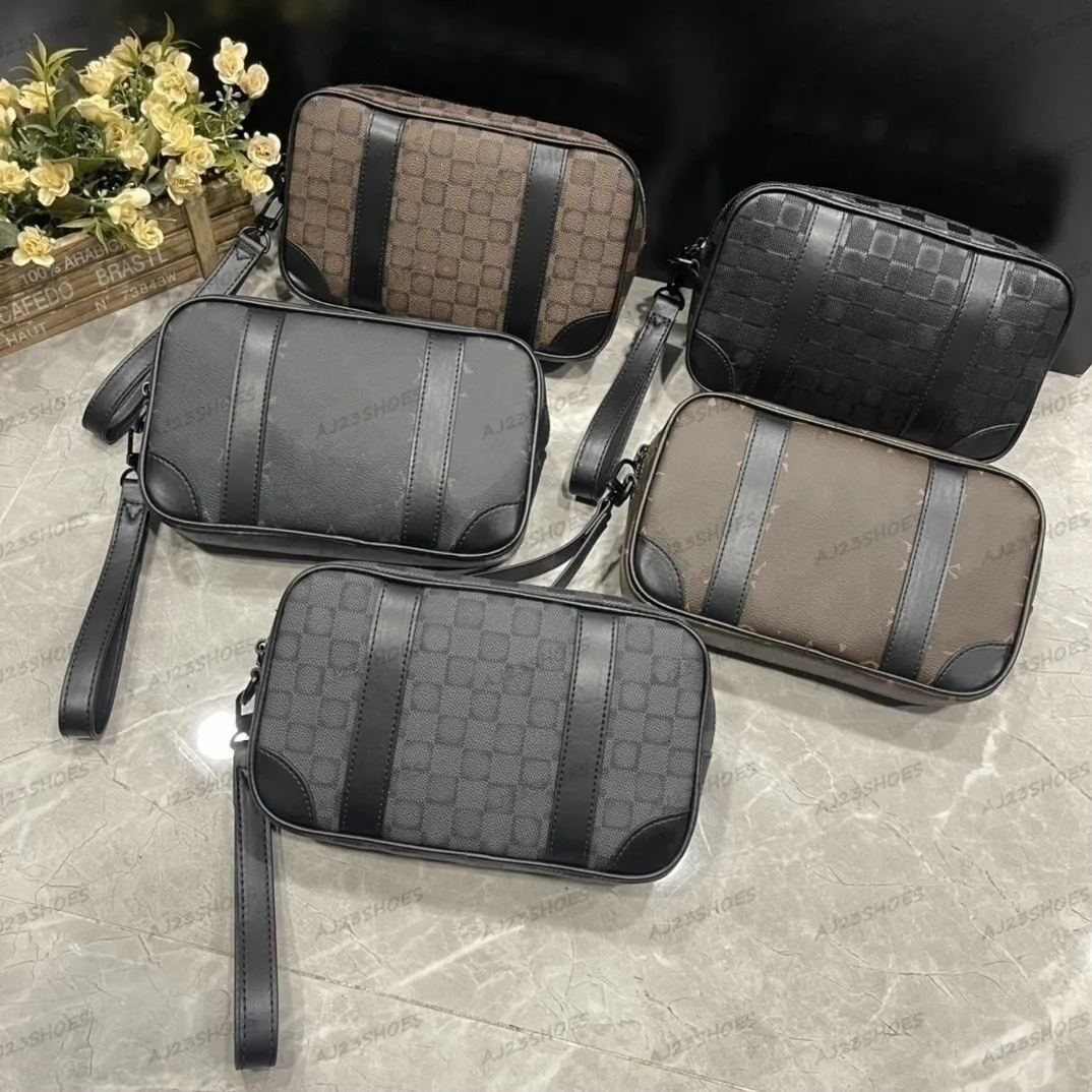 Men's Flat Clutch Bag - Monogrammed Handbag for Multiple Uses - Damier Graphite Pattern