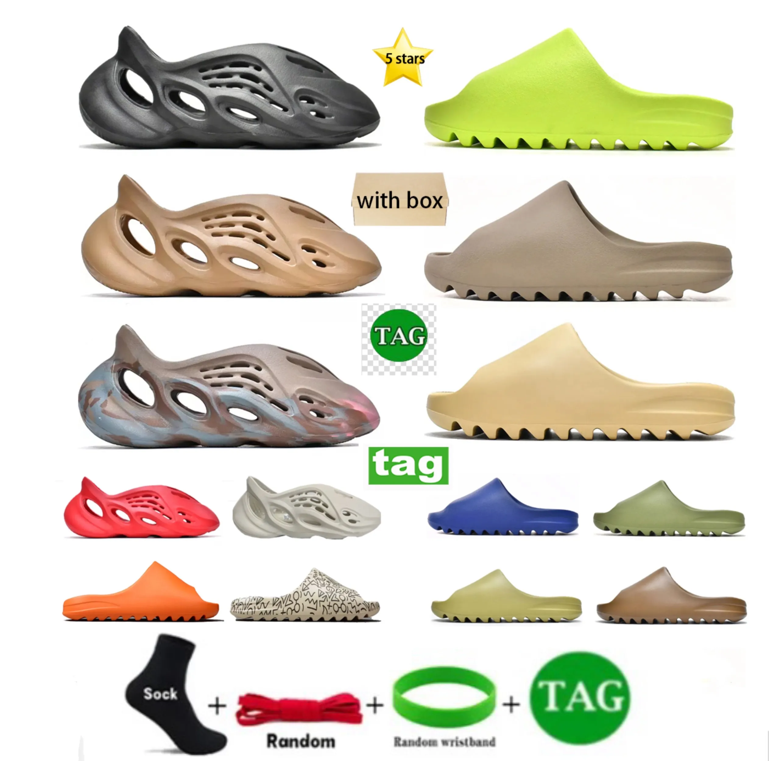Deslizador de zapatillas de diseño Corredor de espuma Vermillion Mineral Blue Onyx Pure Sandals Slide Slipper Ochre Bone Resin Clog Desert Ararat runr slides shoe 10A Tamaño 35-45