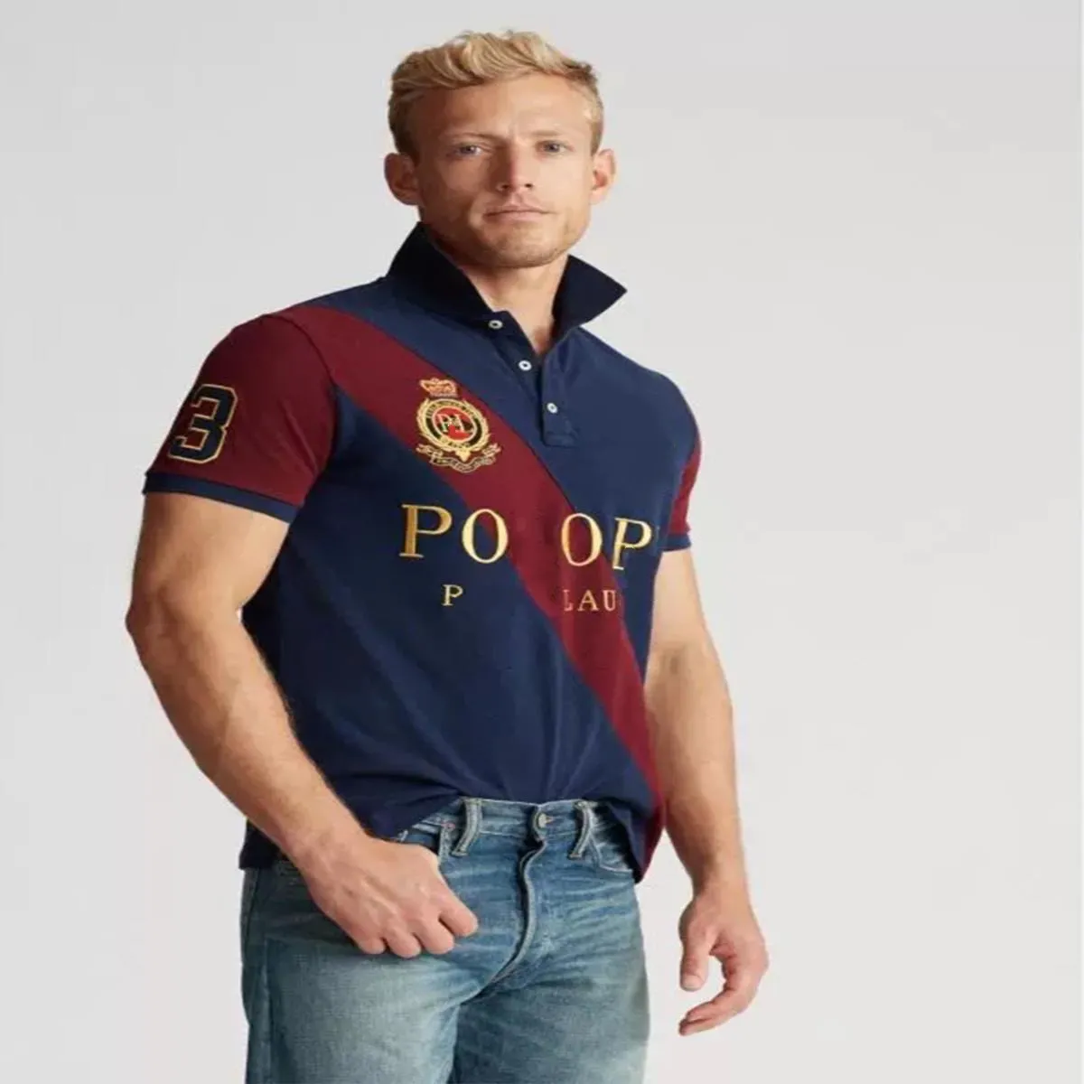 Vente en gros 100% coton Polos brodés T-shirt à manches courtes en coton pour hommes British Casual Contrast Color Plus Sports New Style S-5XL