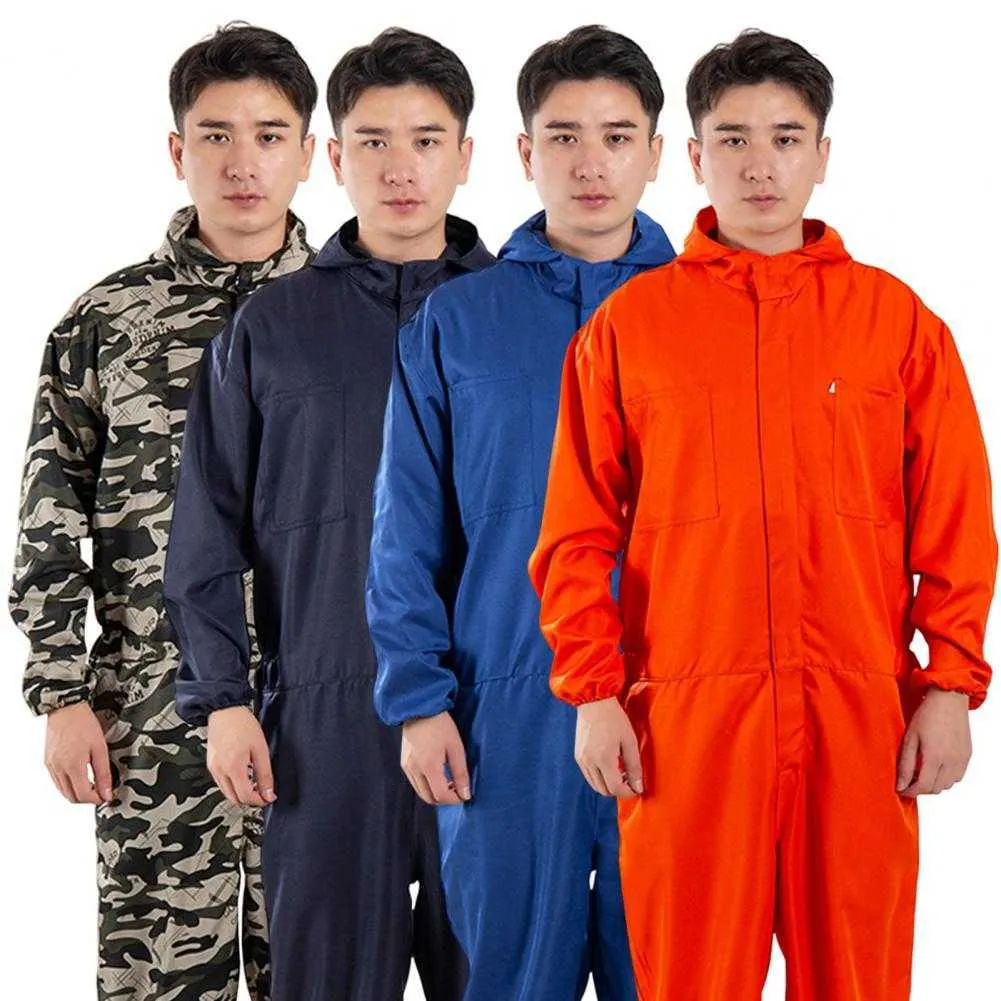 Survêtements pour hommes Bon travail Combinaison sans odeur Atelier de réparation de voiture Combinaison pour hommes avec chapeau Uniforme de travail en polyester respirant pour homme W0322