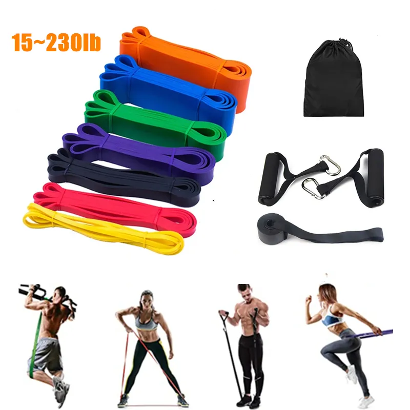 Widerstandsbänder Latex Stretch Widerstandsband Expander Elastisch für Sport Klimmzughilfe Heimtraining Pilates Fitnessgeräte 230331