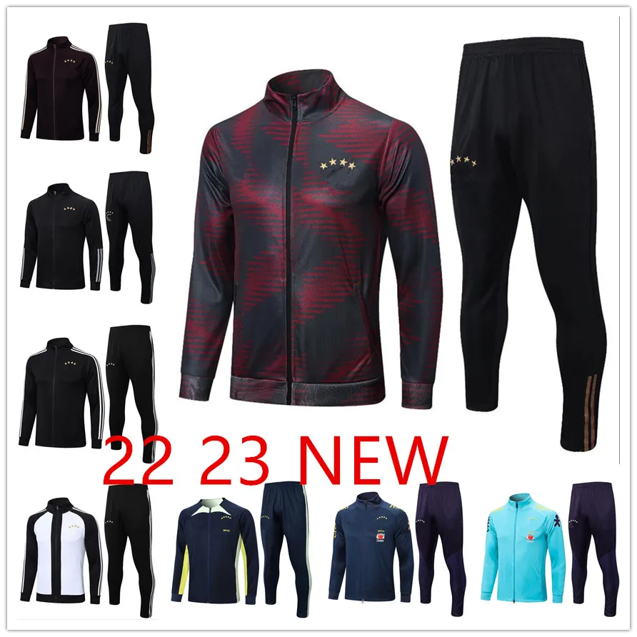 22 23 Germania per tracce calcistica camicia zip lunga set kroos gnabry werner gotze brasile shirt sportswear calcis