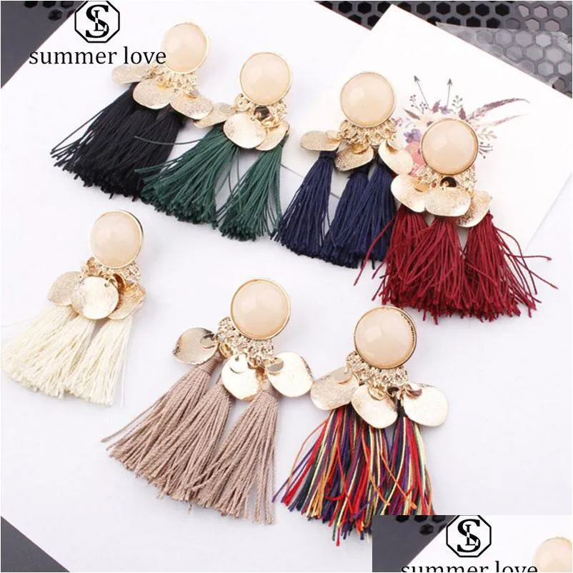 Dangle Chandelier New Arrival Bohemia Womens Tassel Earrings Boho Gold Sequin Pendant Stud For Women Fashion Jewelryz Drop Dhgarden Dhwzd