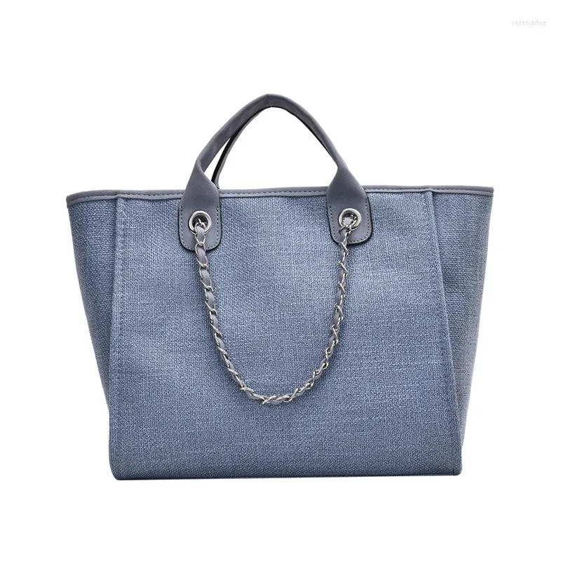 Evening Bags Female Big Purses 2023 Casual Large Capacity Tote Designer Chains Women Handbags Luxury Canvas Lady Shoulder Mesenger