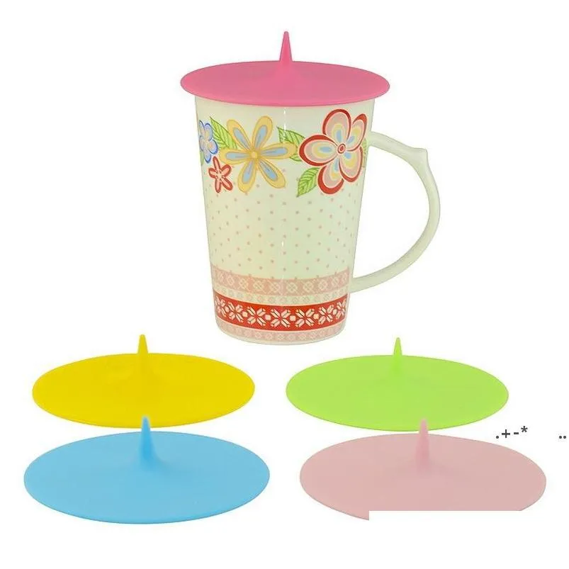 Drinkware Lid Newcreative Waterdrop Sile Cup Colorf Er Ecofriendly Leakproof Mug Cap 5 Colors 10Cm Ewc7227 Drop Delivery Home Garden Dhoda