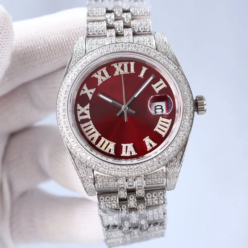 Moissanite Watch Diamond Mens İzle Otomatik Mekanik Saatler 41mm Elmas Çerçevesi Safir Su Geçirmez Kol saati 904L OROLOGIO. Kol saatleri