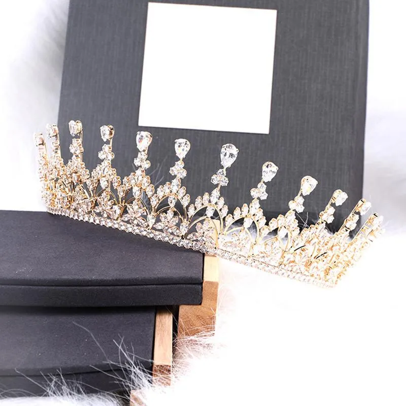 Hair Clips & Barrettes High-grade Full Zircon Copper Bridal Crown Flower Drop Shape Simple Style Wedding Accessories HQ0827Hair