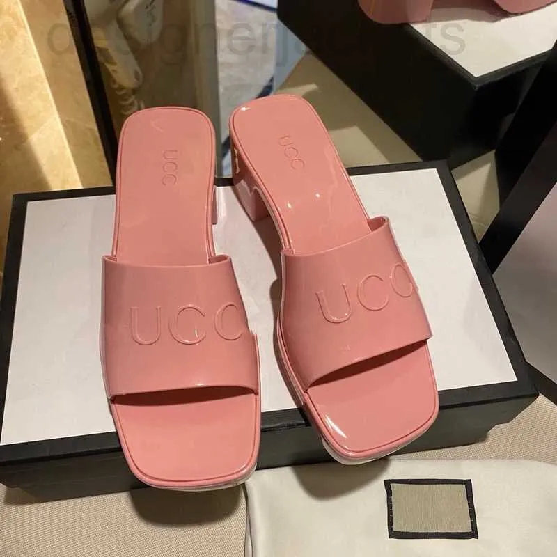 Sandalen ontwerper Nieuwe zomer snoepkleur dikke hak slip-on strand skid resistent fruit bevroren geurige schoenen y9qw