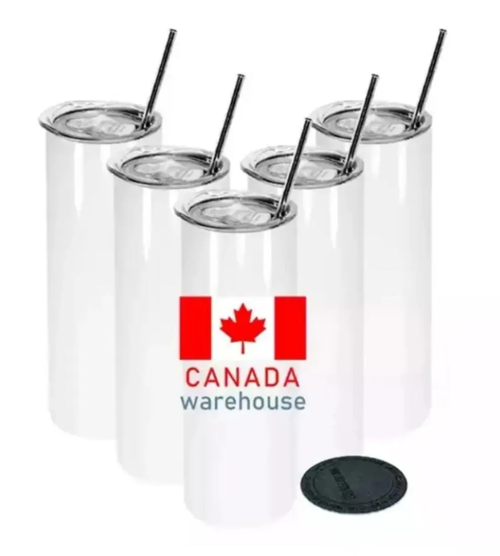 CA US Stock Tumblers Sublimation Blanks Rostfritt stål Isolerat vattenflaska Drickware med plaststrån och locket USA Lokalt lager U0330