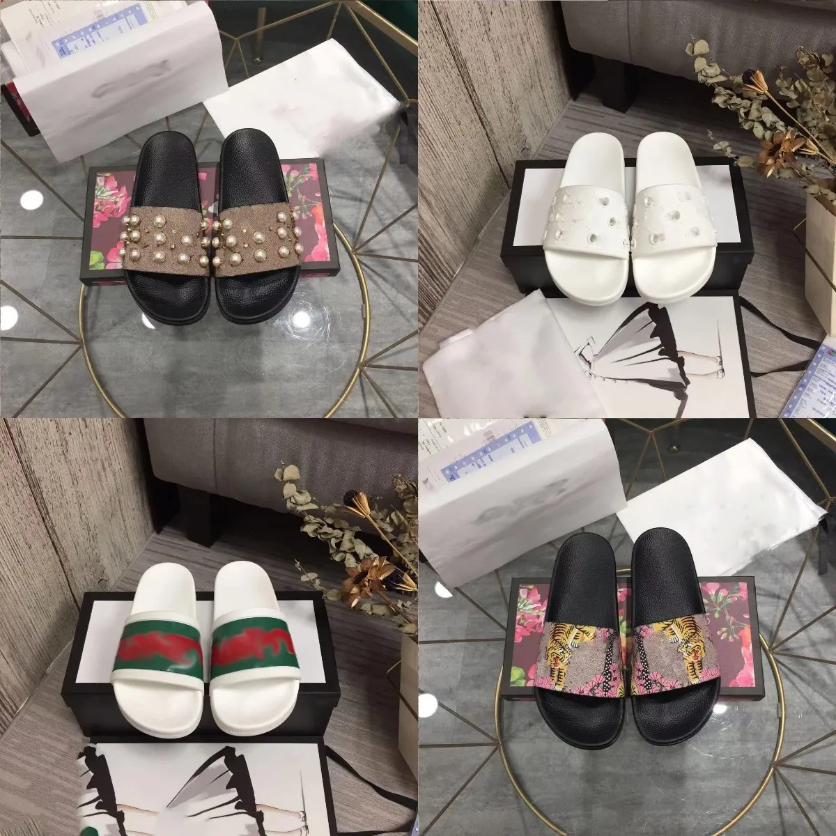 Projektant Bloom kapcie kwiatowe slajdy tłoczenie gumowy pantofel męskie damskie mieszkania sandały letnie buty na plażę Casual suwaki