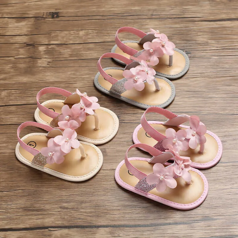 Sandales Nouveau Bébé Fille Fleur Paillettes Chaussures D'été Filles Sandales Chaussures De Vacances Prewalker Z0331