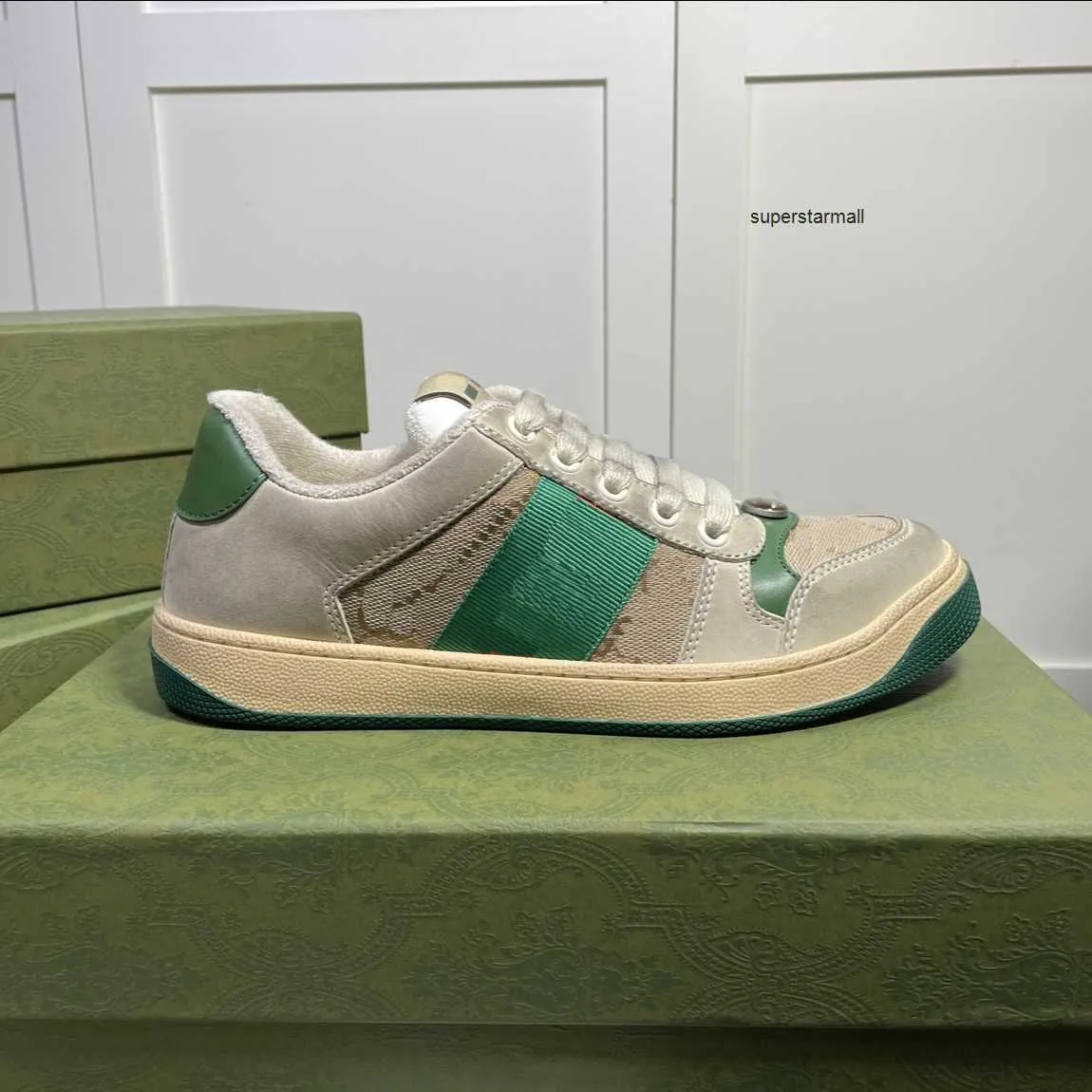 Screener Sneakers Casual Chaussures Designer Dirty Beige Butter Femmes Hommes Running Sneaker Vintage Leather Fashion Classic Red Green Stripe Pointure 35-46