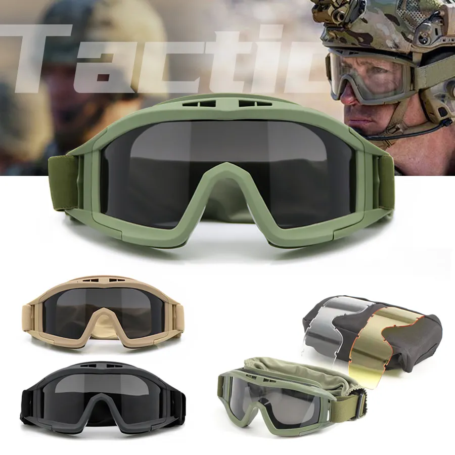 Kinder Vision Care Desert Outdoor Winddicht Sand Mirror Special Forces Bulletproof bril explosieproed tactische schietglazen bescherming 230331