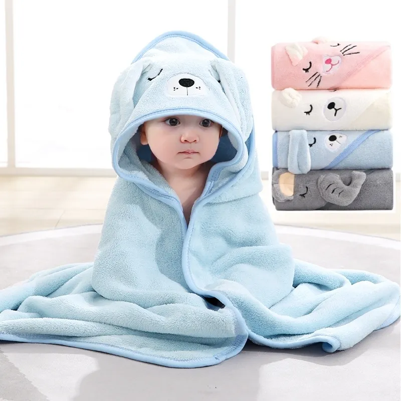 Blankets Swaddling 80x80cm born Wrap Baby Soft Warm Cloak Children Bath Towel Infant Swaddle Coral Fleece For 012 Month 230331