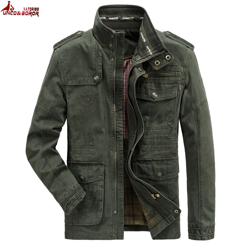 Mäns jackor Autumn Winter Jacket män 100 bomullsaffär Casual last Militär Multi Pocket Mens och rockar Male Chaqueta Hombre 230331