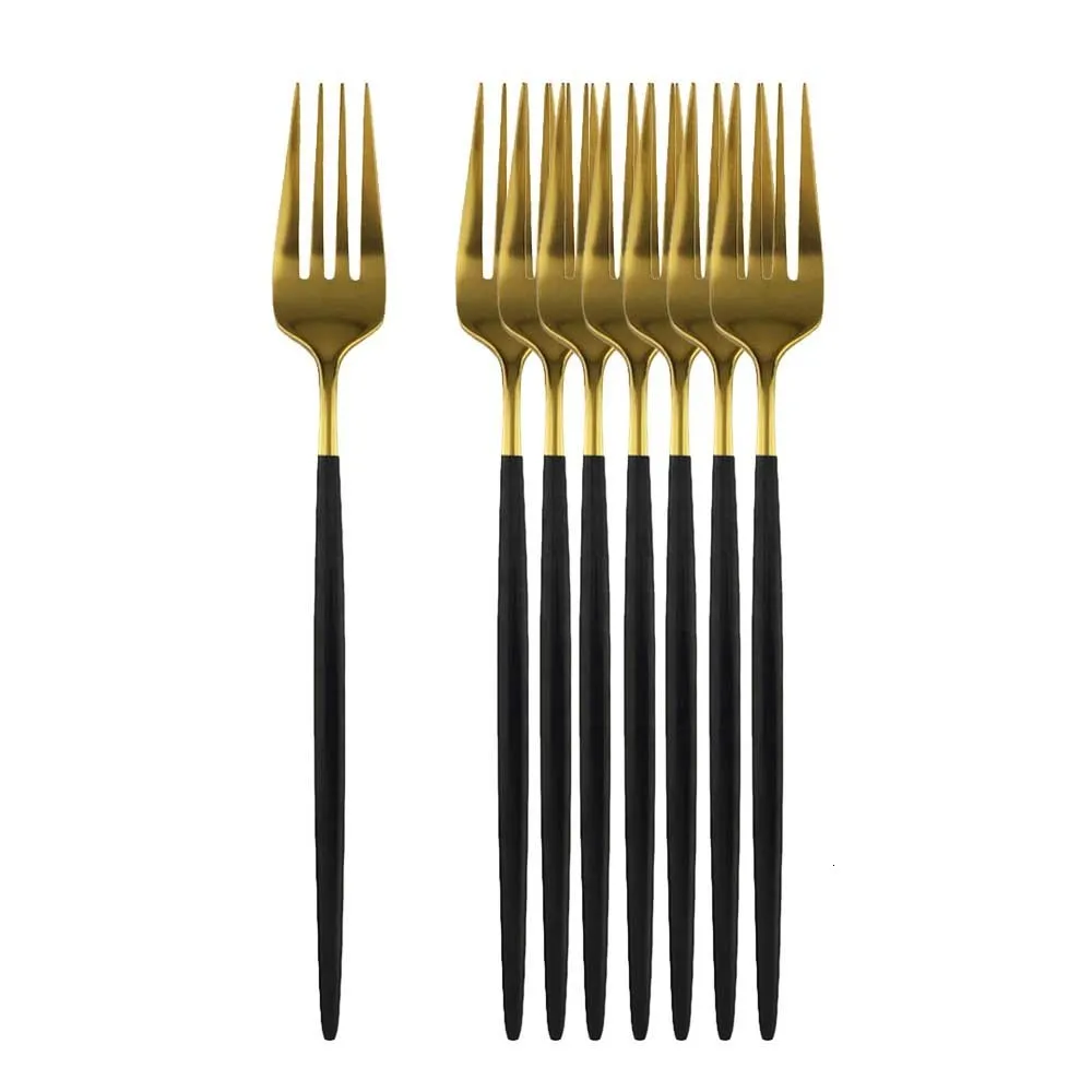 Ensembles de vaisselle 8/16 pièces couverts fourchette en or noir couverts en argent en acier inoxydable couverts de cuisine couverts noirs 230331