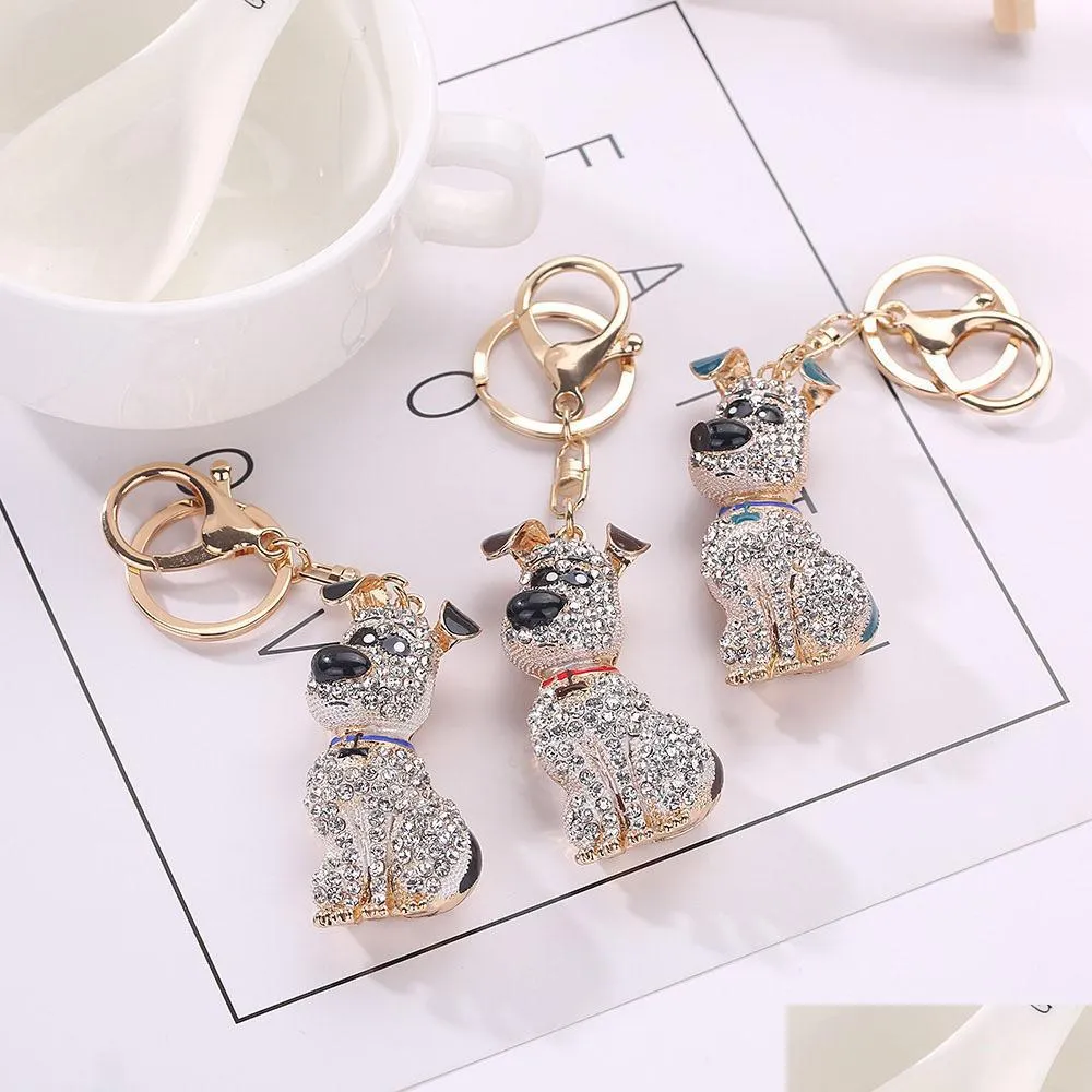 PERSPETTO Crystal Cuppy Dog Dog Celechain Diamond Diamond Diamuta Borsa Borsa Carina Pendente Ornament Regalo Ornamento 3COLORS GGA DH5PA