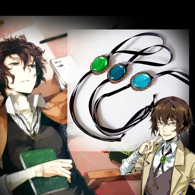 Chokers Anime Bungo Stray Dogs Osamu Dazai Necklace Bolo Bola Tie Cosplay Prop Men's Suit Accessory 230331