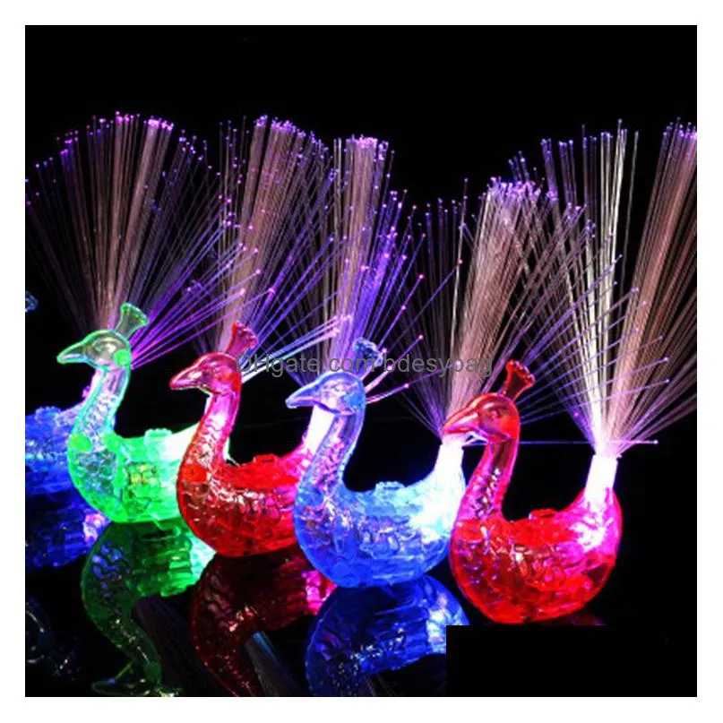 party favor peacock finger flash ring light colorful led lightup rings party gadgets creative kids toys rra4550