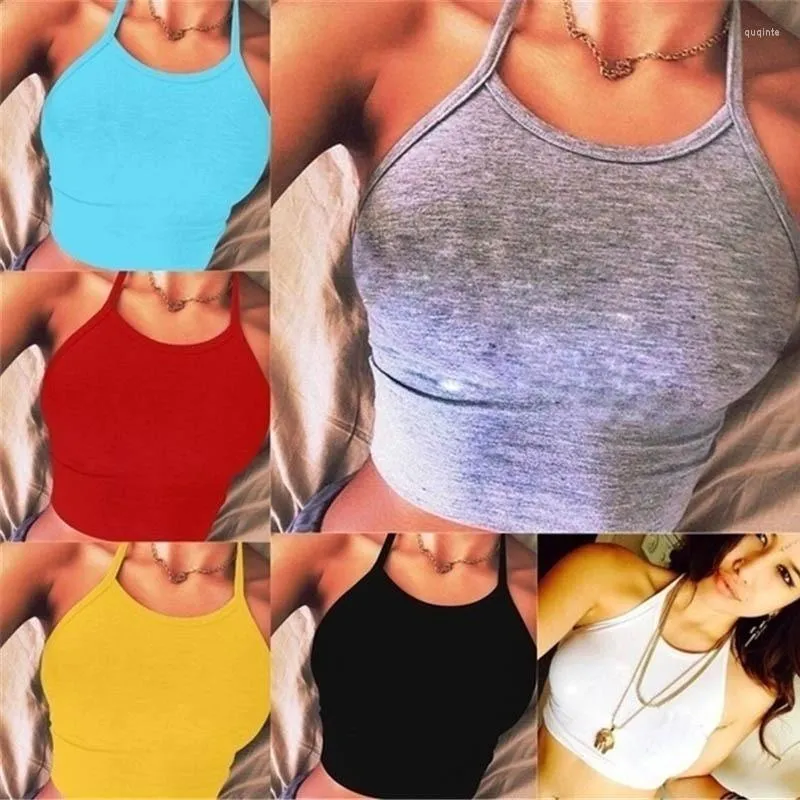 Tanks pour femmes Sexy Top Top Grey Halter Crops Crops Femme Summer Camis Backless Camisole Fashion Casual Tube Female Sans manches